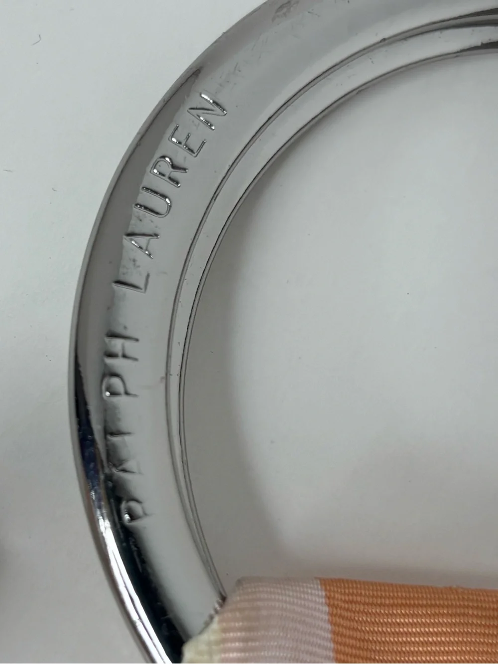 Ralph Lauren O Ring USA Striped Ribbon Belt Peach Light Pink Cream